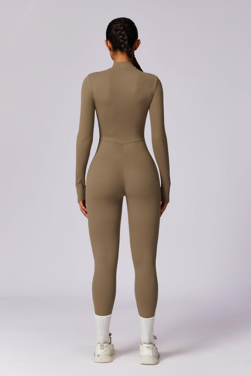 Sierra Long-Sleeve Active Jumpsuit-Nude