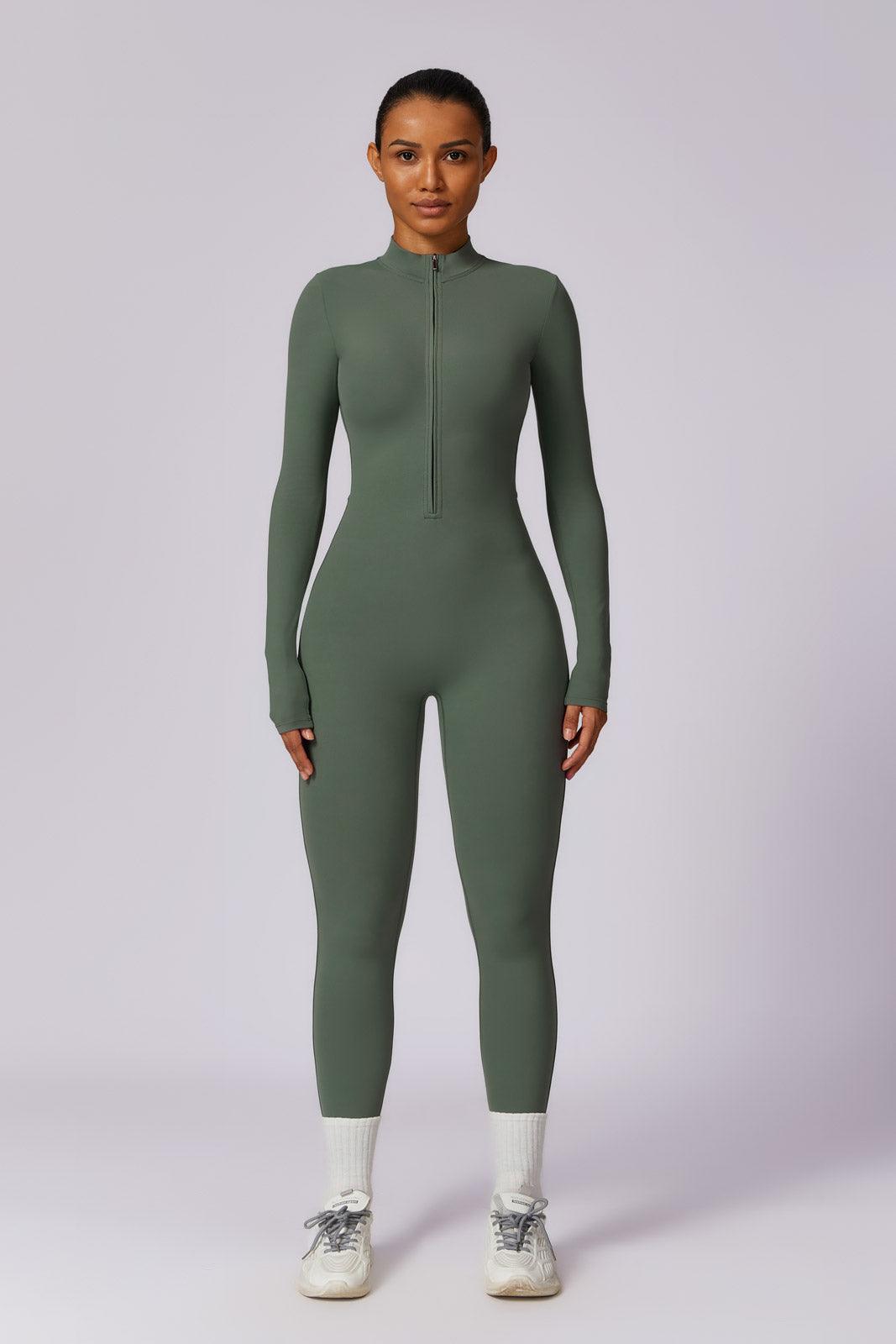 Sierra Long-Sleeve Active Jumpsuit-Olive