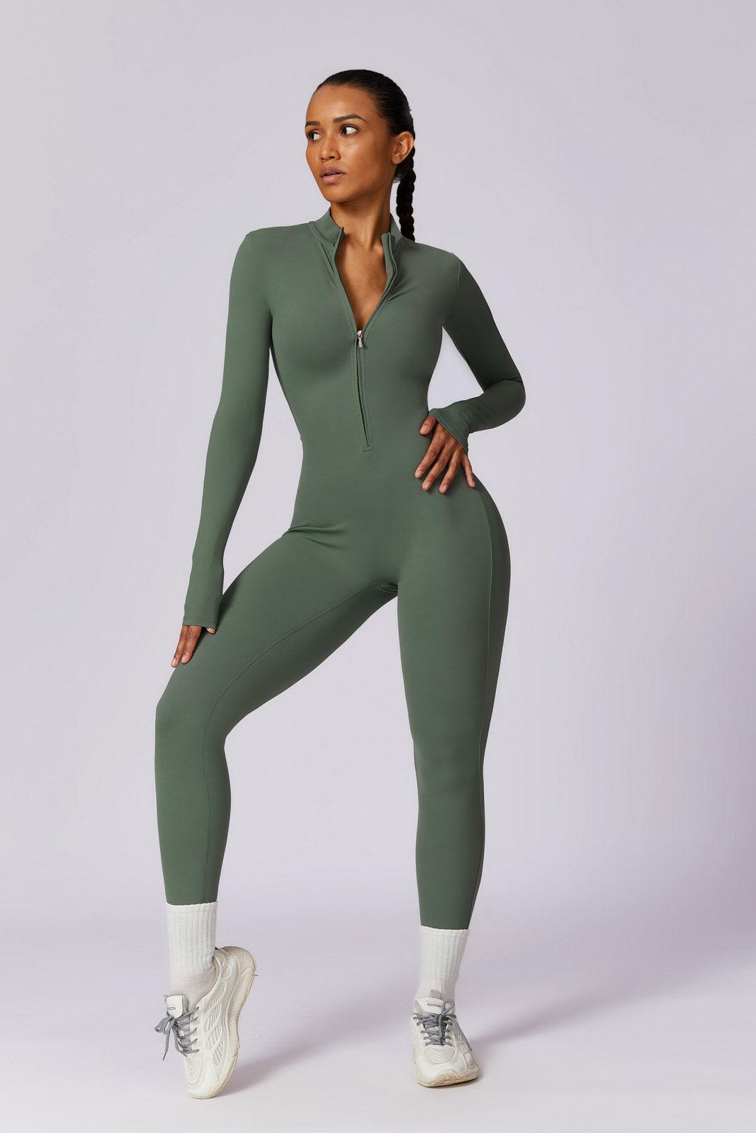 Sierra Long-Sleeve Active Jumpsuit-Olive