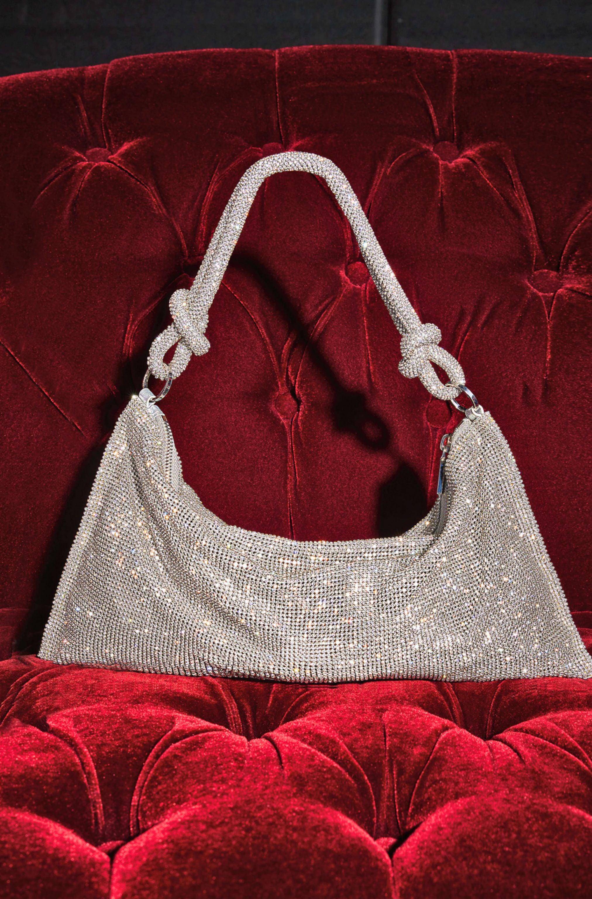 Nia Knotted Rhinestone Mini Shoulder Bag - Dapper Deluxe Fashion