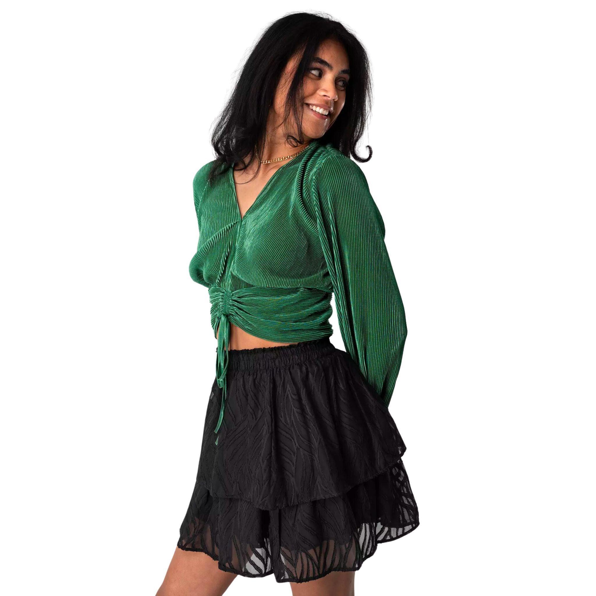 Vicky pleated top with v-neck - Dapper Deluxe Fashion