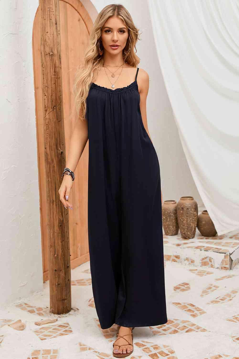 Backless Straight Neck Jumpsuit - Dapper Deluxe Fashion