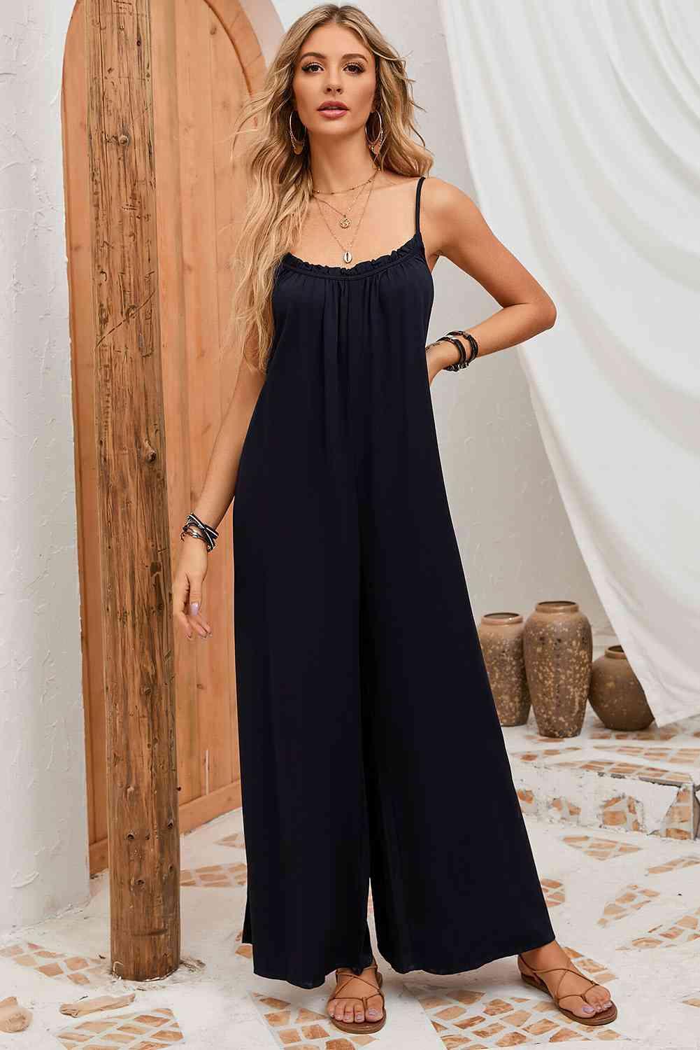 Backless Straight Neck Jumpsuit - Dapper Deluxe Fashion