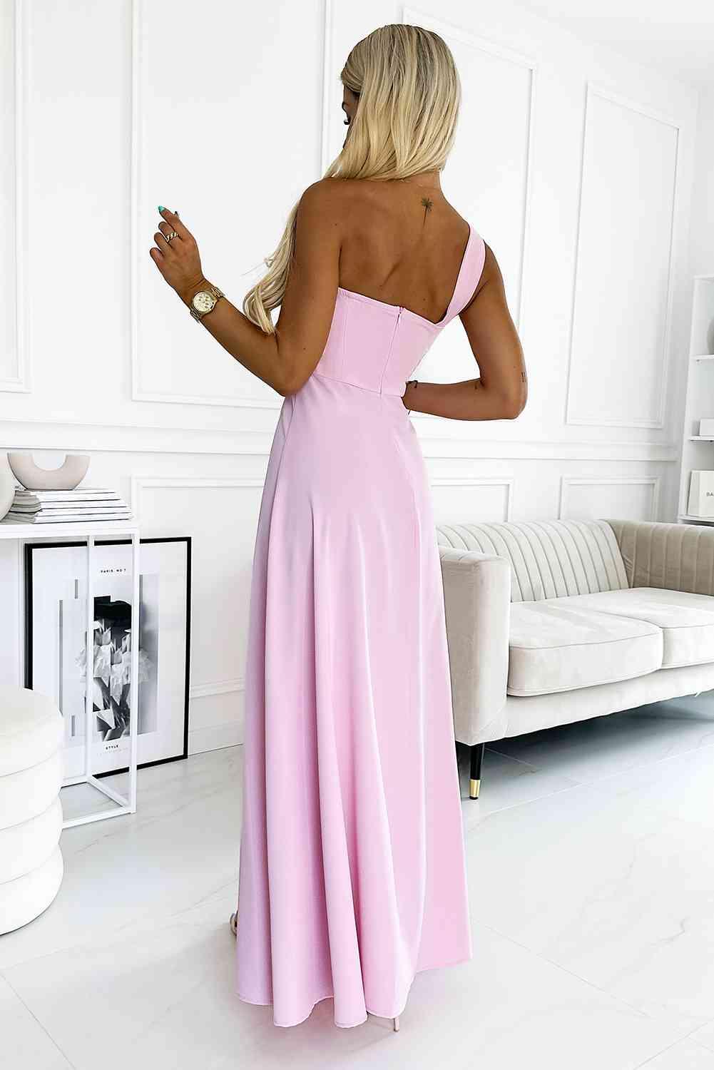 Blush Rose One-Shoulder Maxi - Dapper Deluxe Fashion