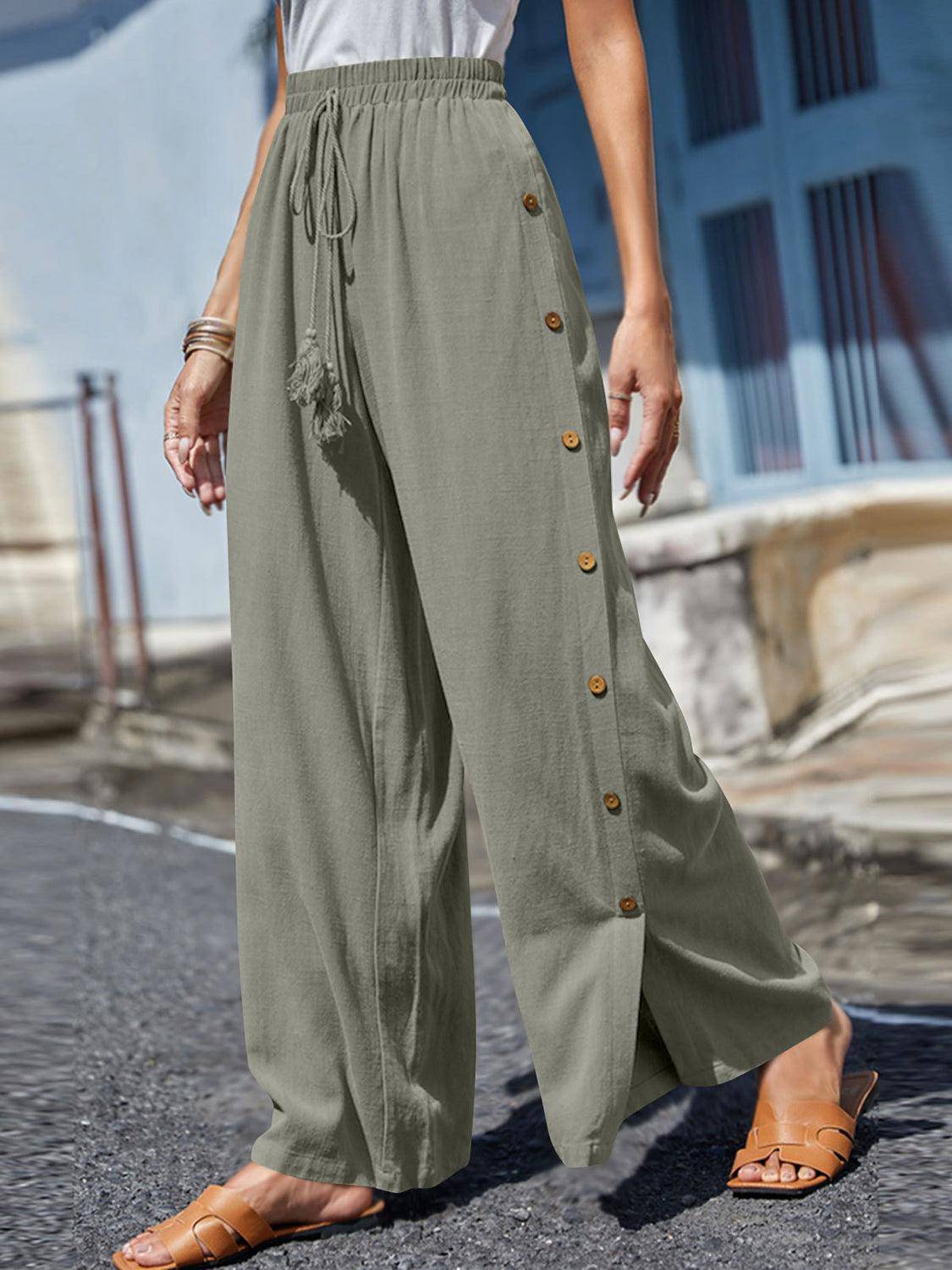 Breezy Tassel Wide Leg Pants - Dapper Deluxe Fashion