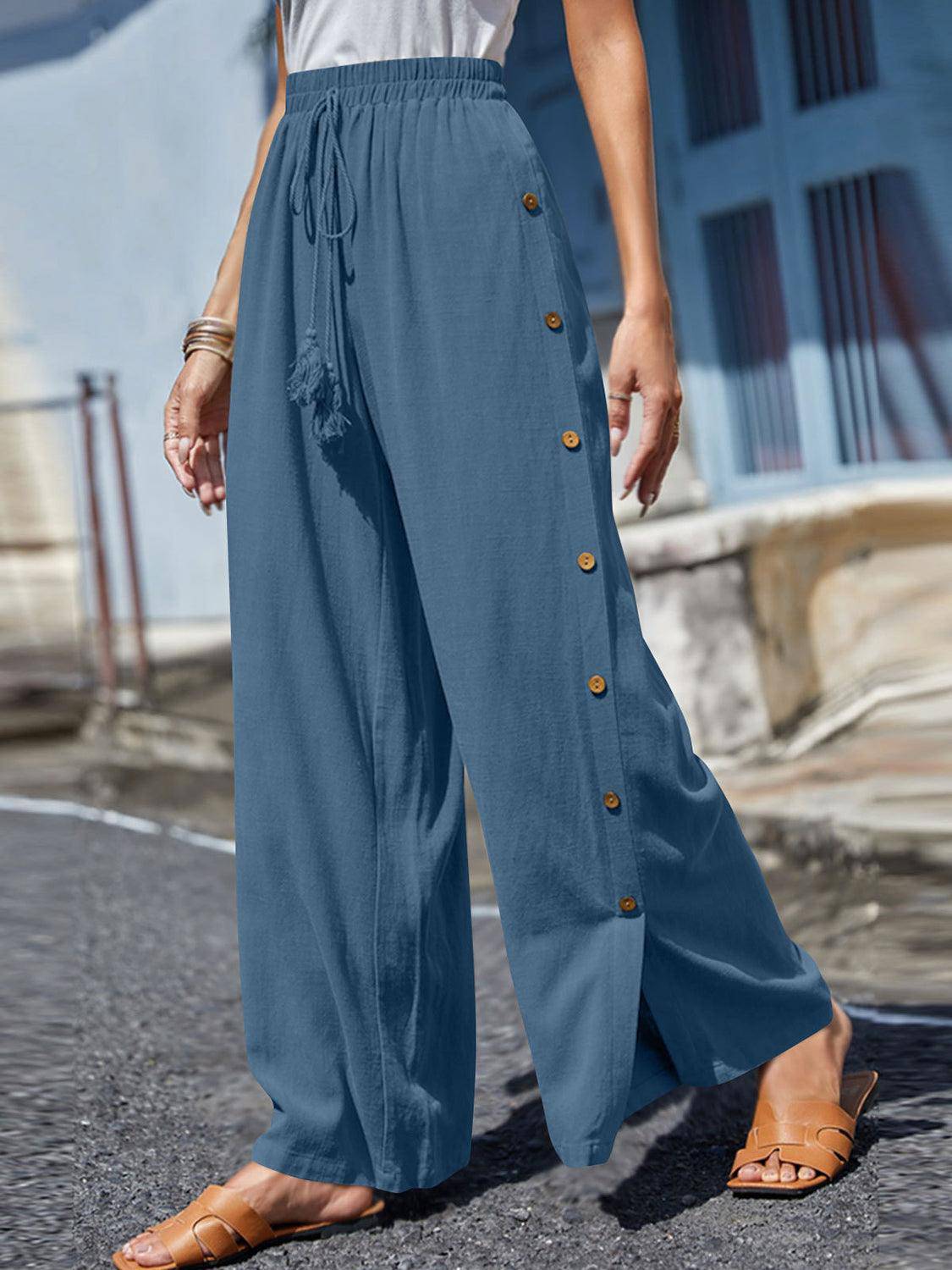 Breezy Tassel Wide Leg Pants - Dapper Deluxe Fashion