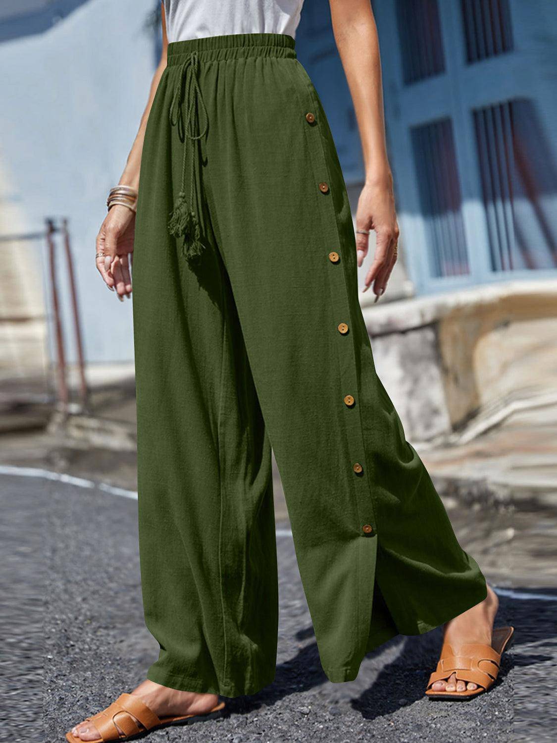 Breezy Tassel Wide Leg Pants - Dapper Deluxe Fashion