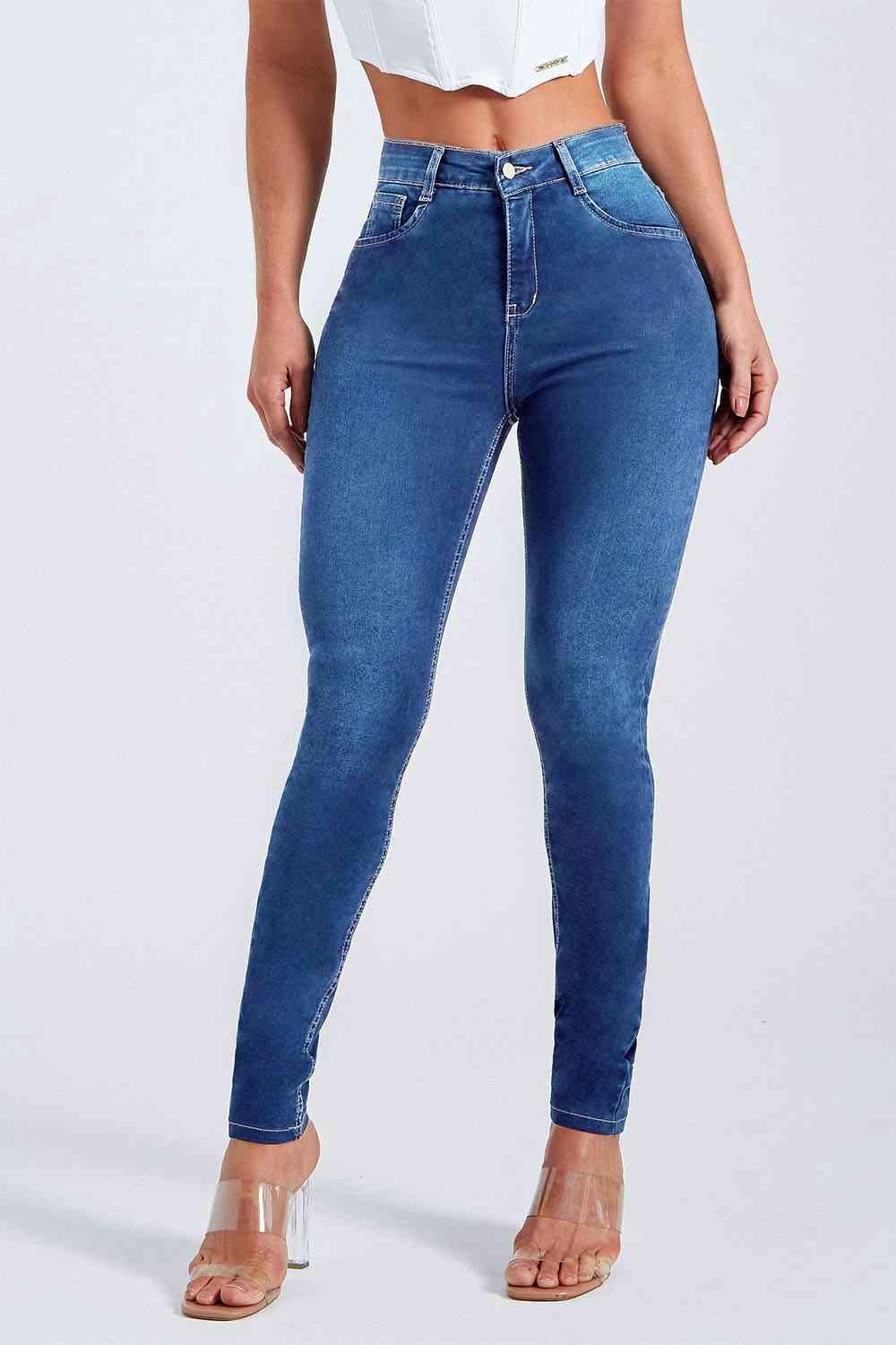 Buttoned Skinny Jeans - Dapper Deluxe Fashion