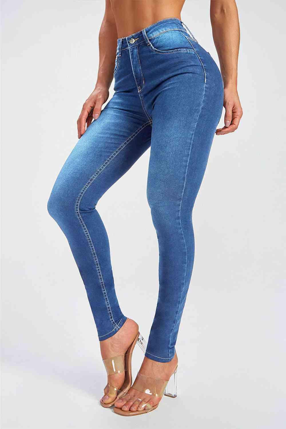 Buttoned Skinny Jeans - Dapper Deluxe Fashion