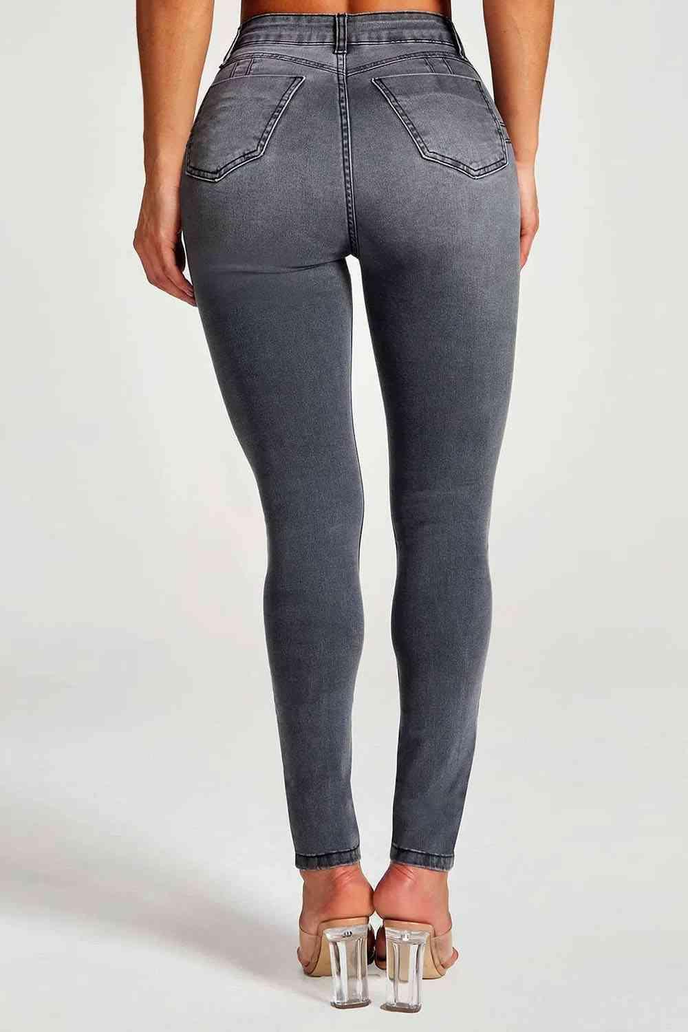 Buttoned Skinny Jeans - Dapper Deluxe Fashion