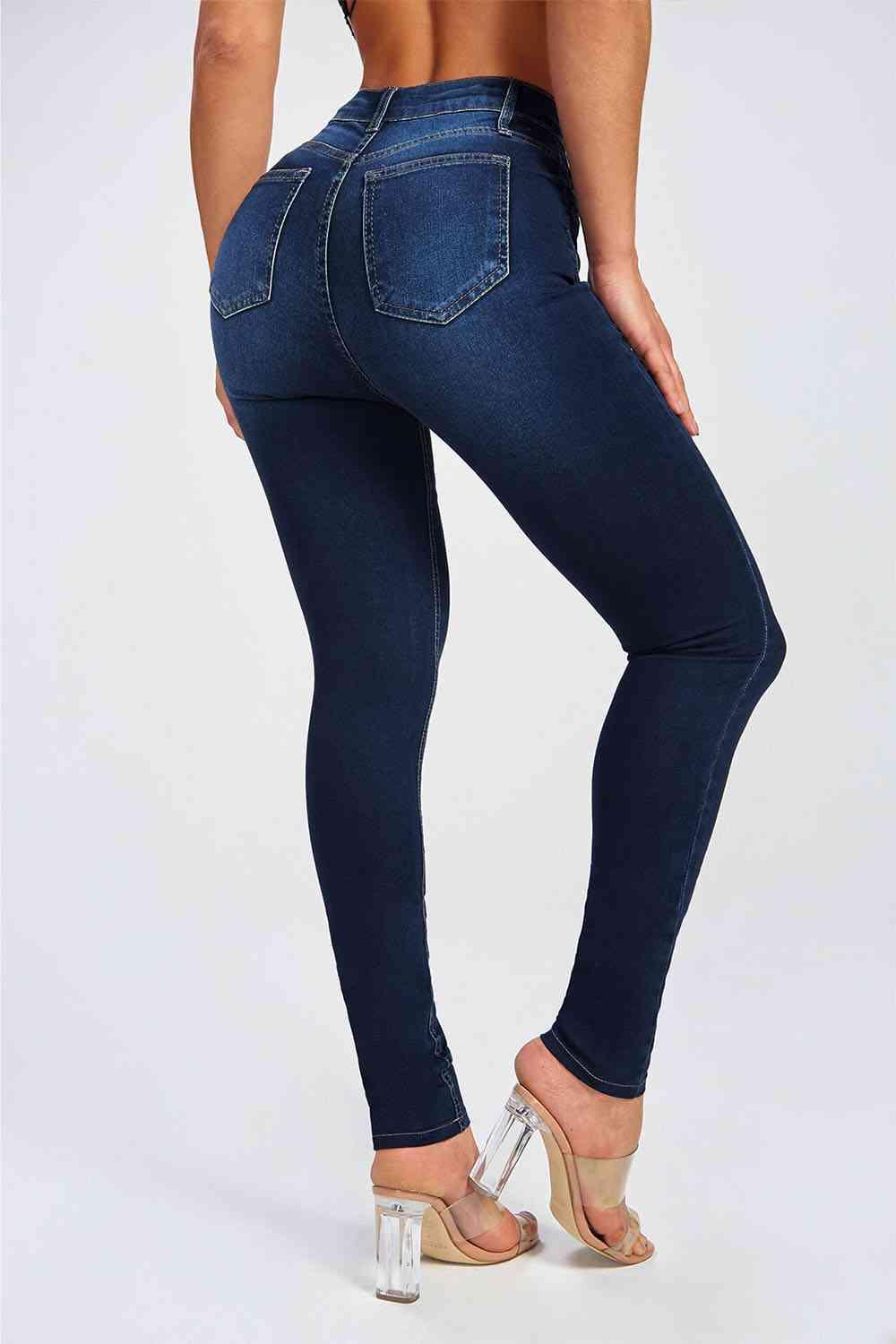 Buttoned Skinny Jeans - Dapper Deluxe Fashion