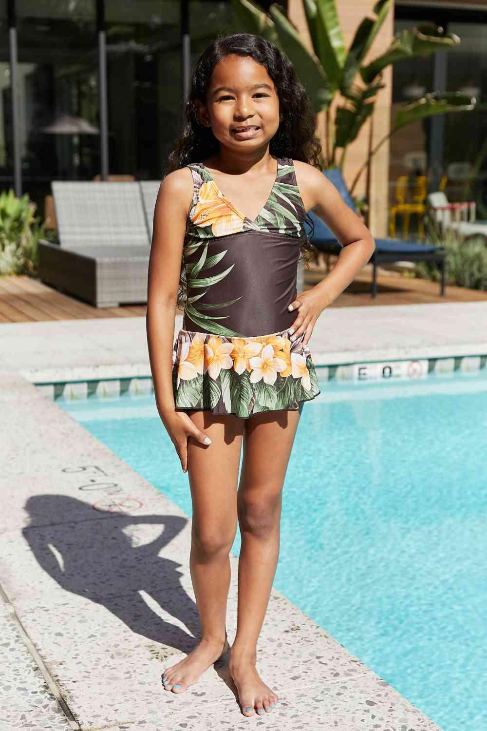 Clear Waters Swim Dress in Aloha Brown - Dapper Deluxe Fashion