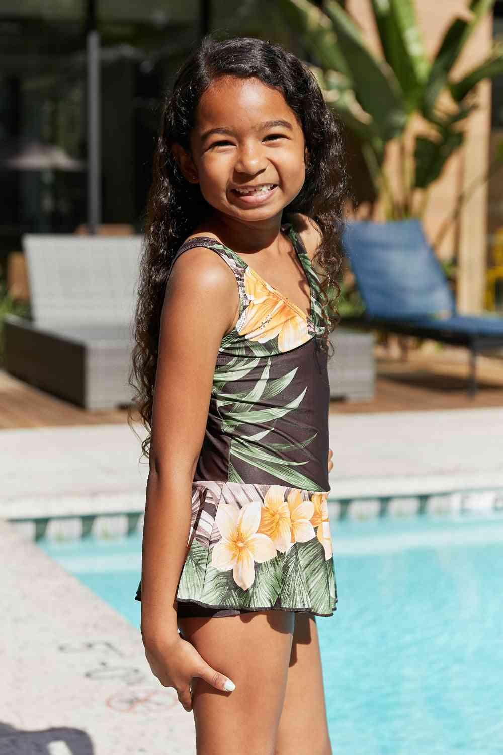 Clear Waters Swim Dress in Aloha Brown - Dapper Deluxe Fashion