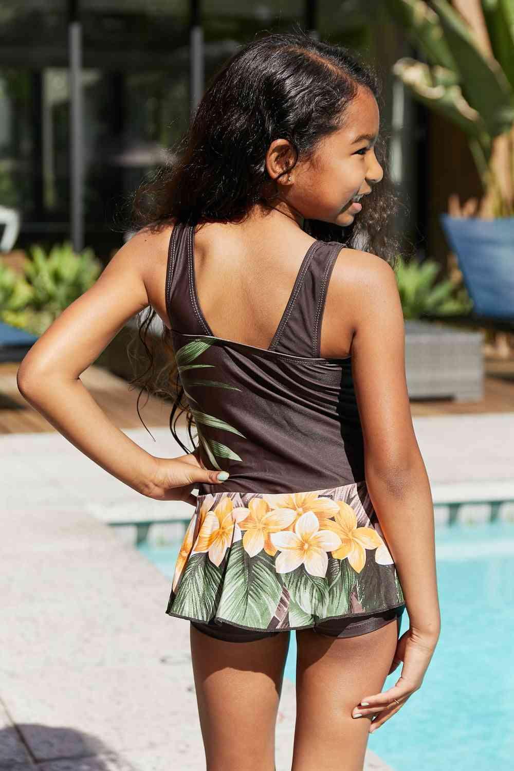 Clear Waters Swim Dress in Aloha Brown - Dapper Deluxe Fashion