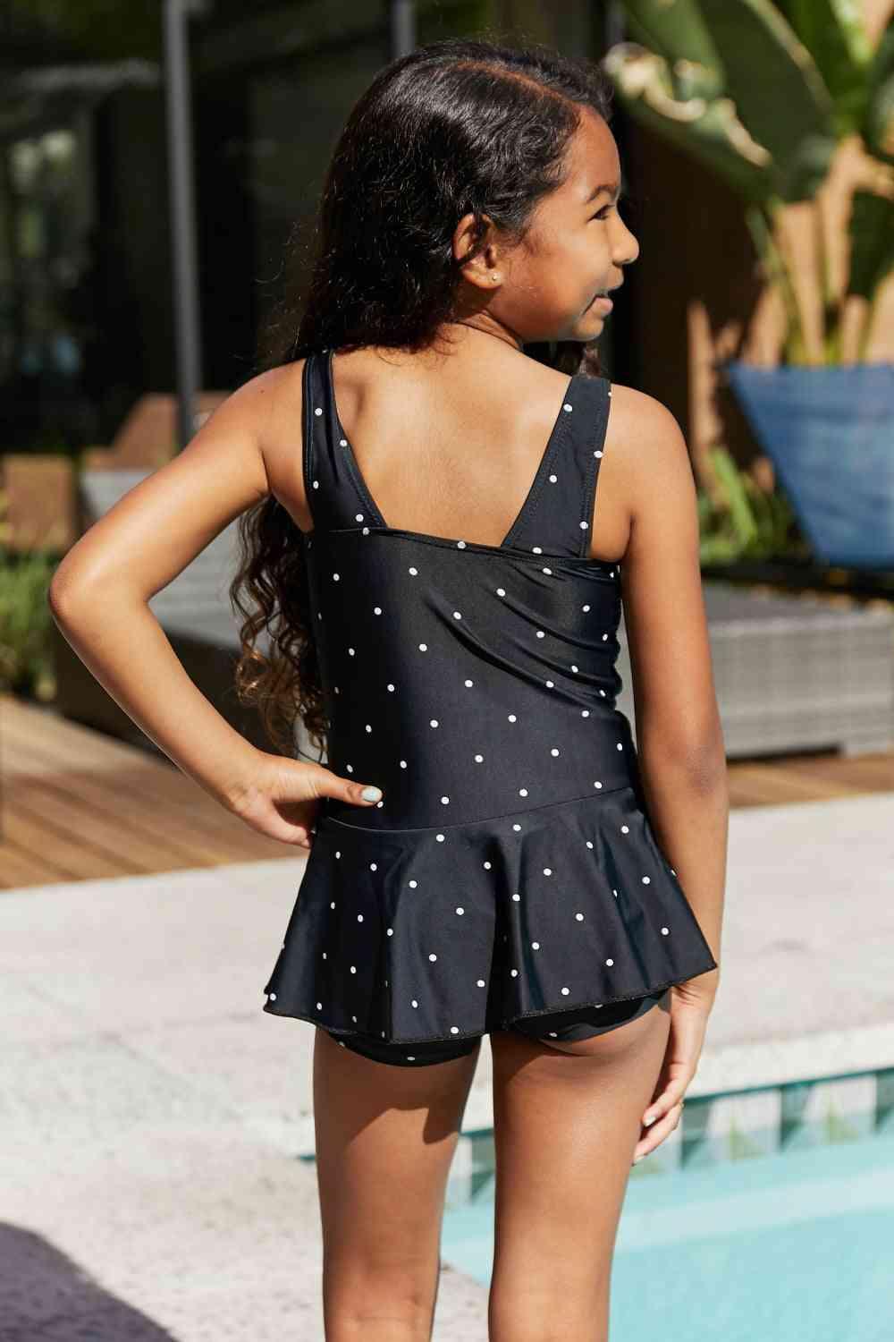 Clear Waters Swim Dress in Black/White Dot - Dapper Deluxe Fashion