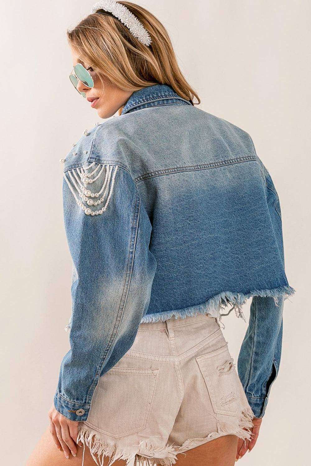 Clutch My Pearls Denim Jacket - Dapper Deluxe Fashion