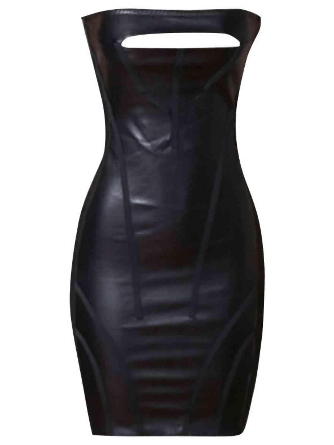 Fatal Allure Faux Leather Strapless Dress - Dapper Deluxe Fashion