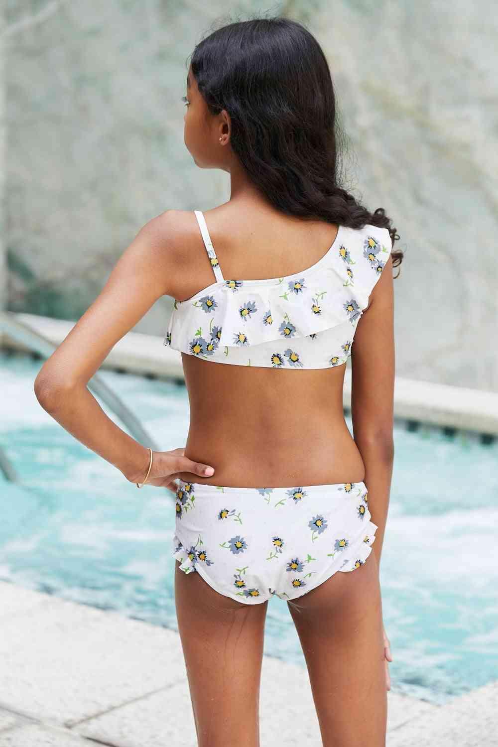 Float On Asymmetric Neck Two-Piece Set in Daisy Cream - Dapper Deluxe Fashion