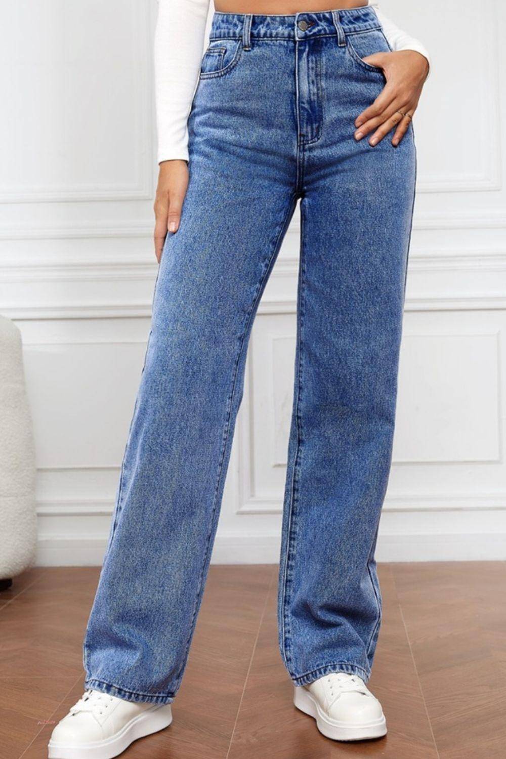 High Waist Straight Jeans - Dapper Deluxe Fashion