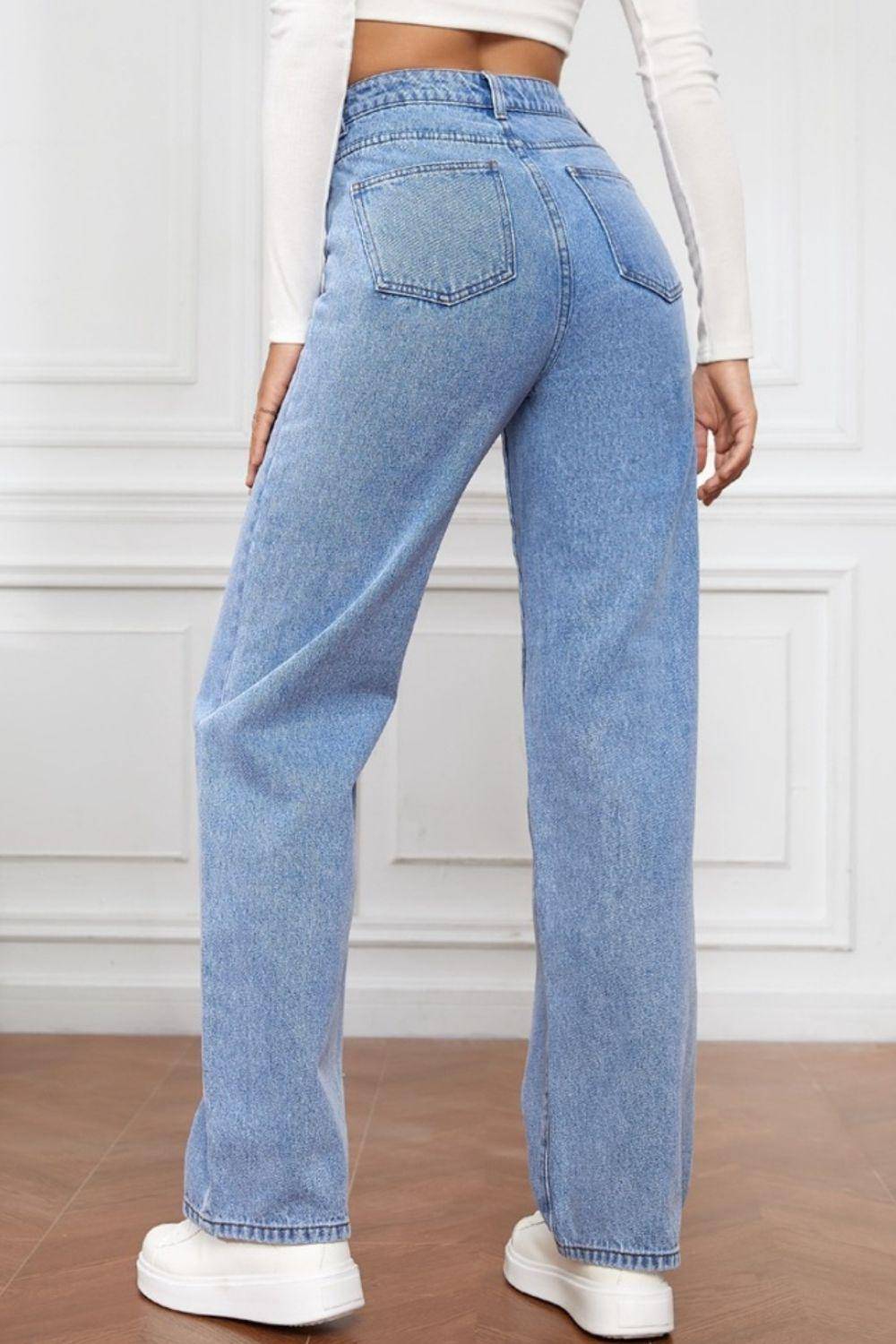 High Waist Straight Jeans - Dapper Deluxe Fashion