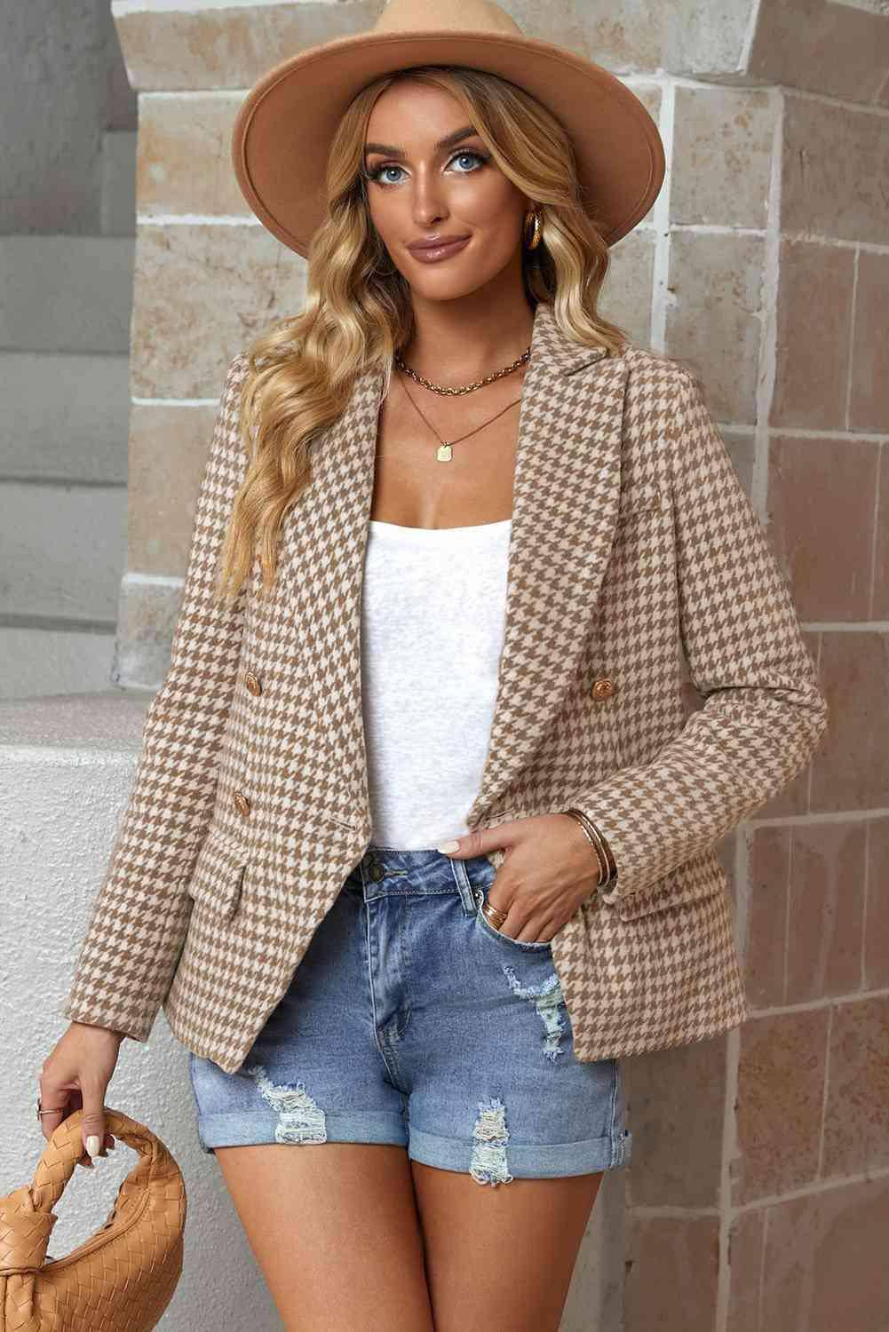 Houndstooth Double-Breasted Blazer - Dapper Deluxe Fashion