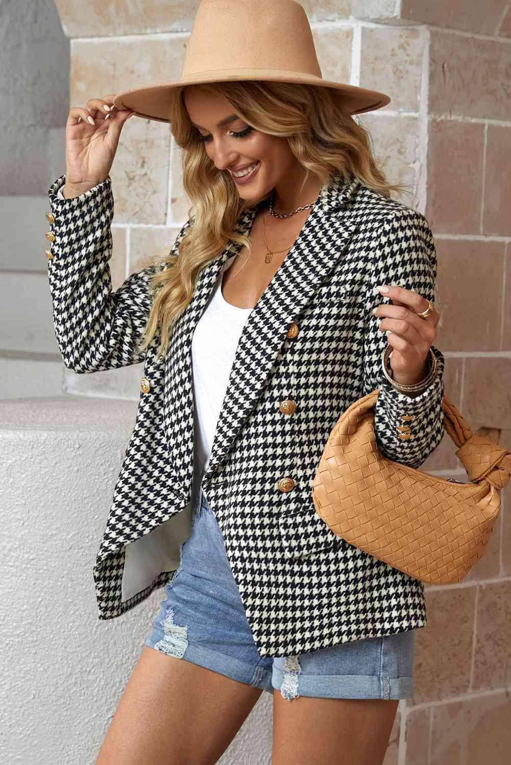 Houndstooth Double-Breasted Blazer - Dapper Deluxe Fashion