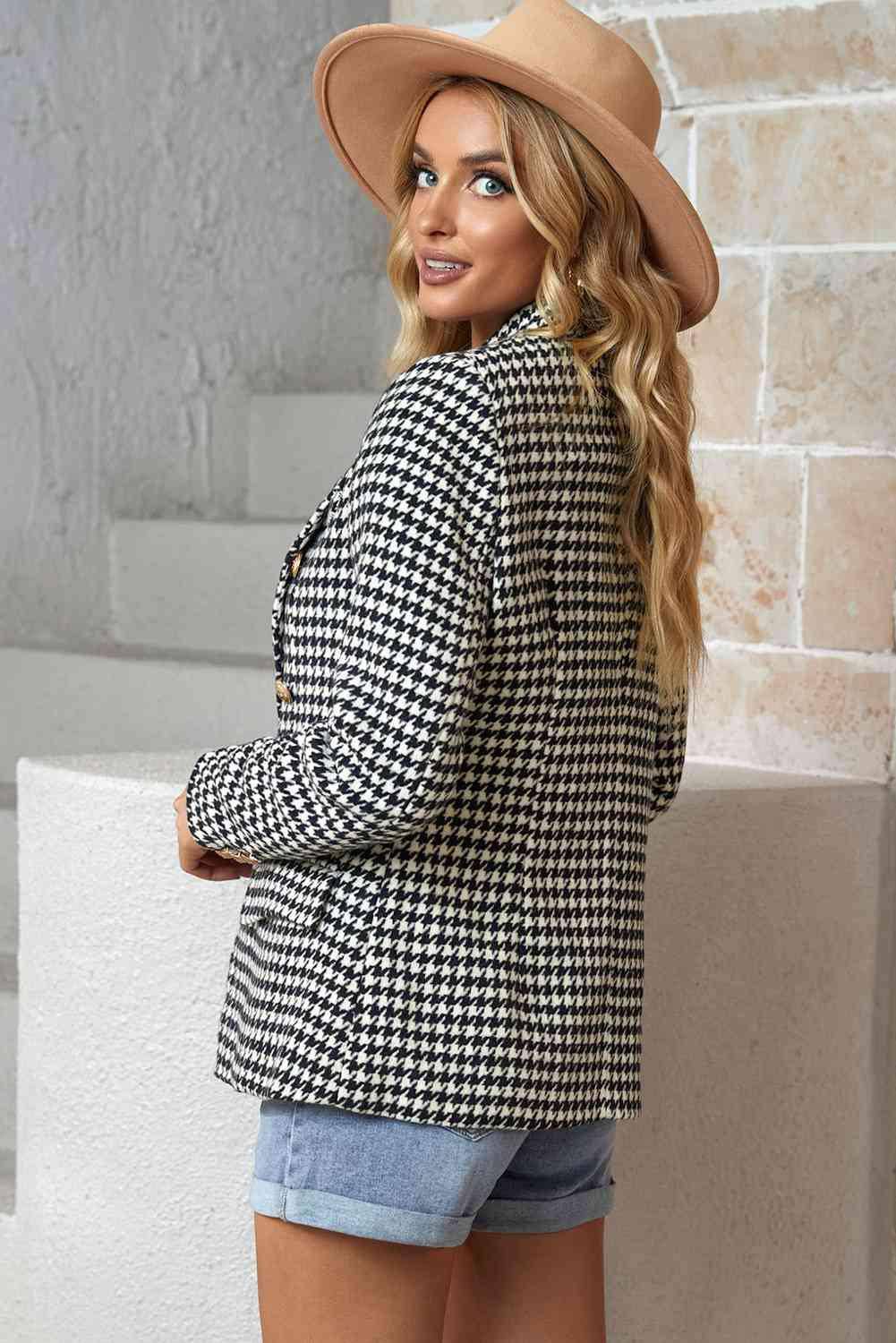 Houndstooth Double-Breasted Blazer - Dapper Deluxe Fashion