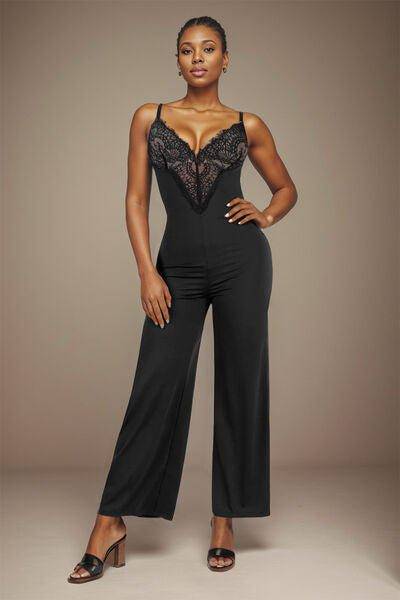 Lace Detail Spaghetti Strap Jumpsuit - Dapper Deluxe Fashion