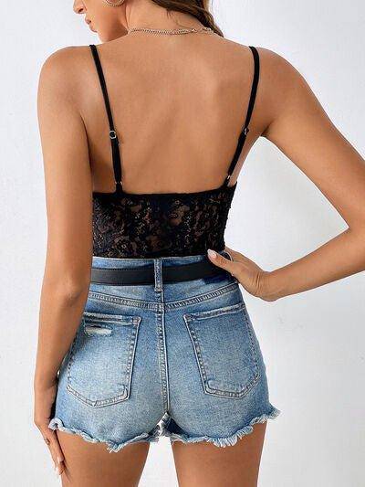 Lace Spaghetti Strap Bodysuit - Dapper Deluxe Fashion