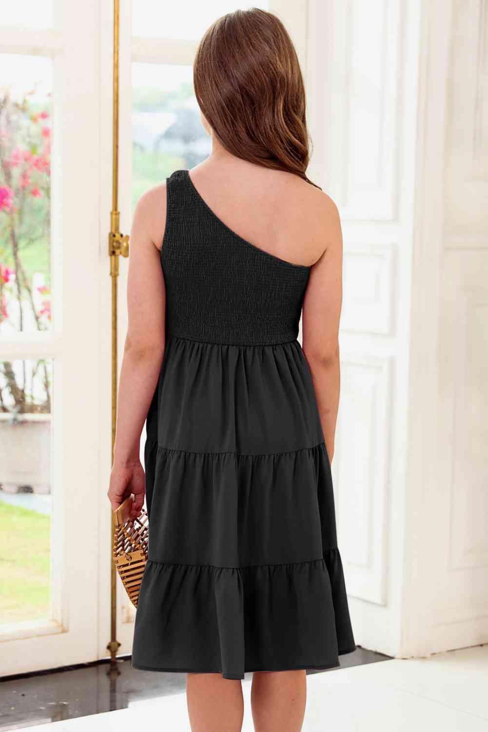 One-Shoulder Sleeveless Tiered Dress - Dapper Deluxe Fashion