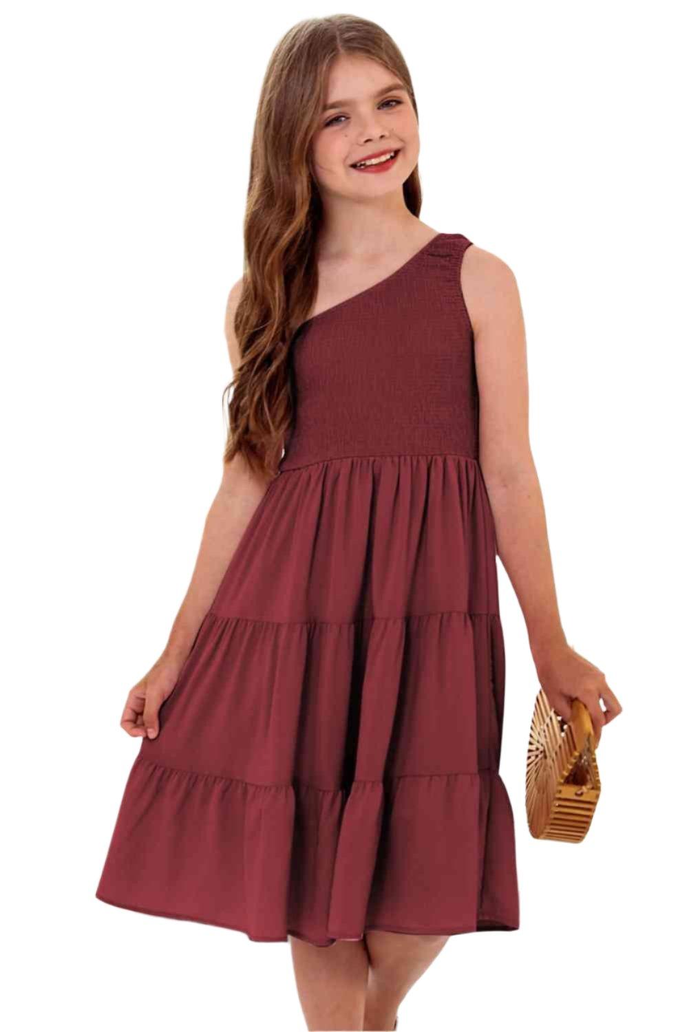 One-Shoulder Sleeveless Tiered Dress - Dapper Deluxe Fashion