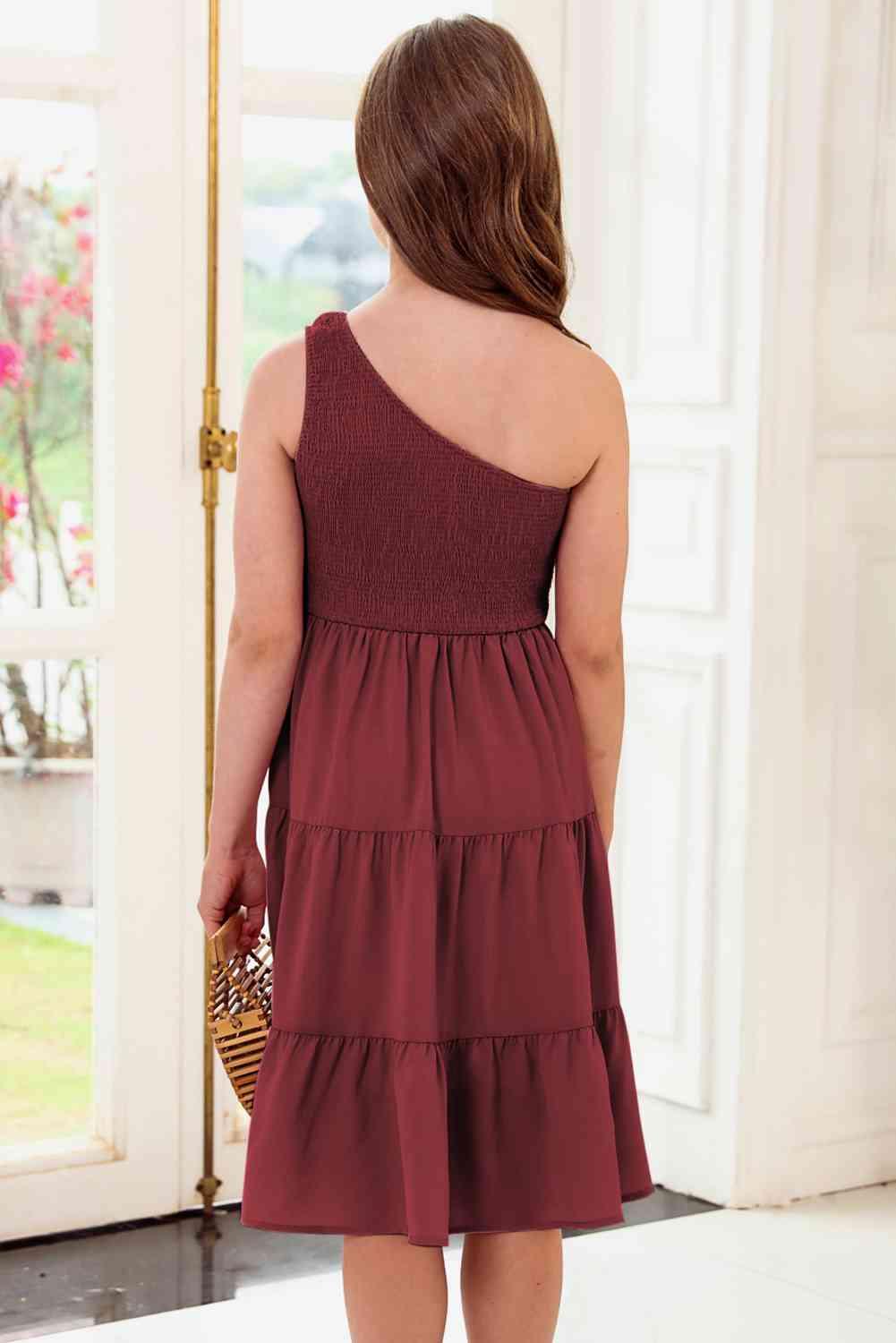 One-Shoulder Sleeveless Tiered Dress - Dapper Deluxe Fashion