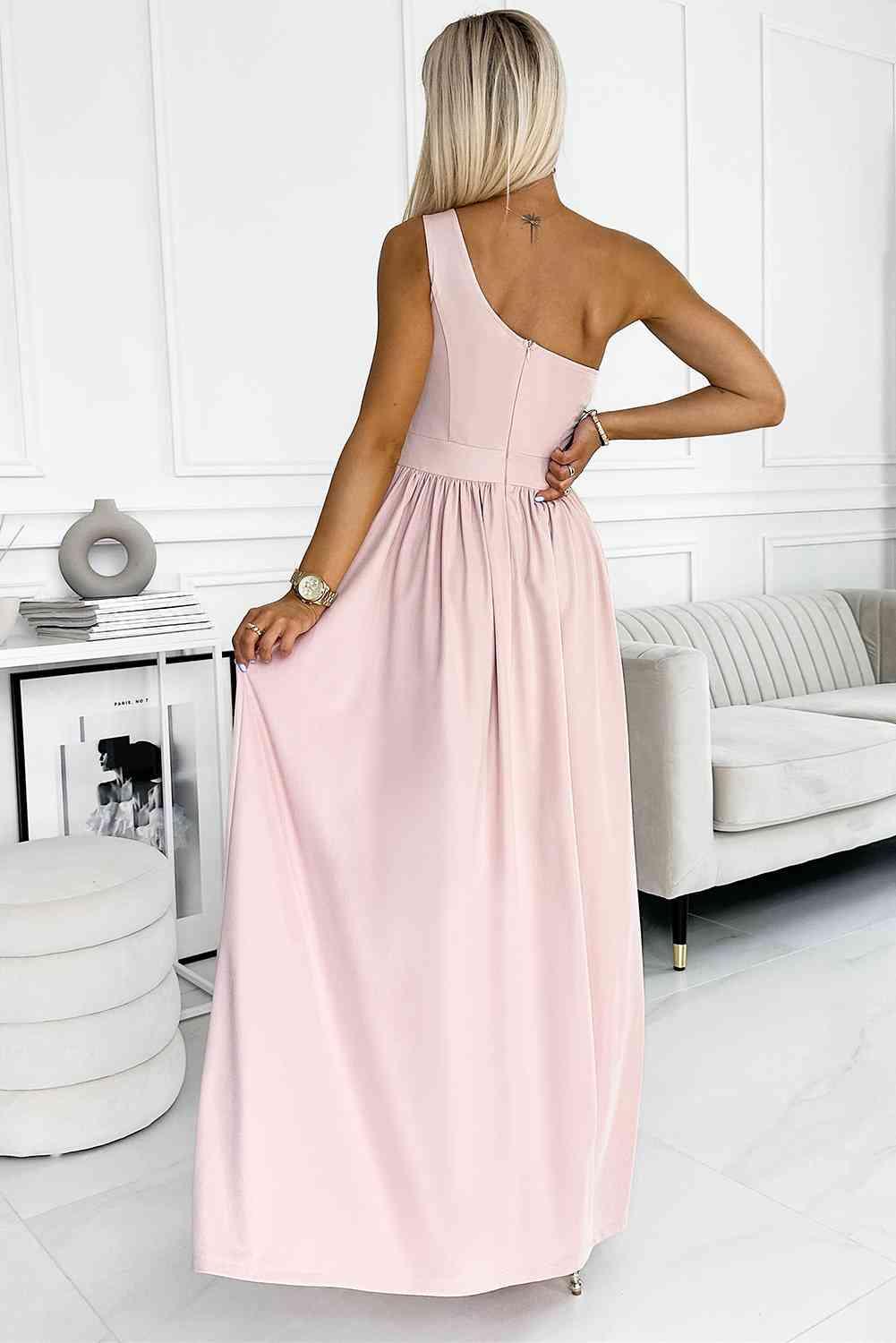 One-Shoulder Slit Maxi Dress - Dapper Deluxe Fashion