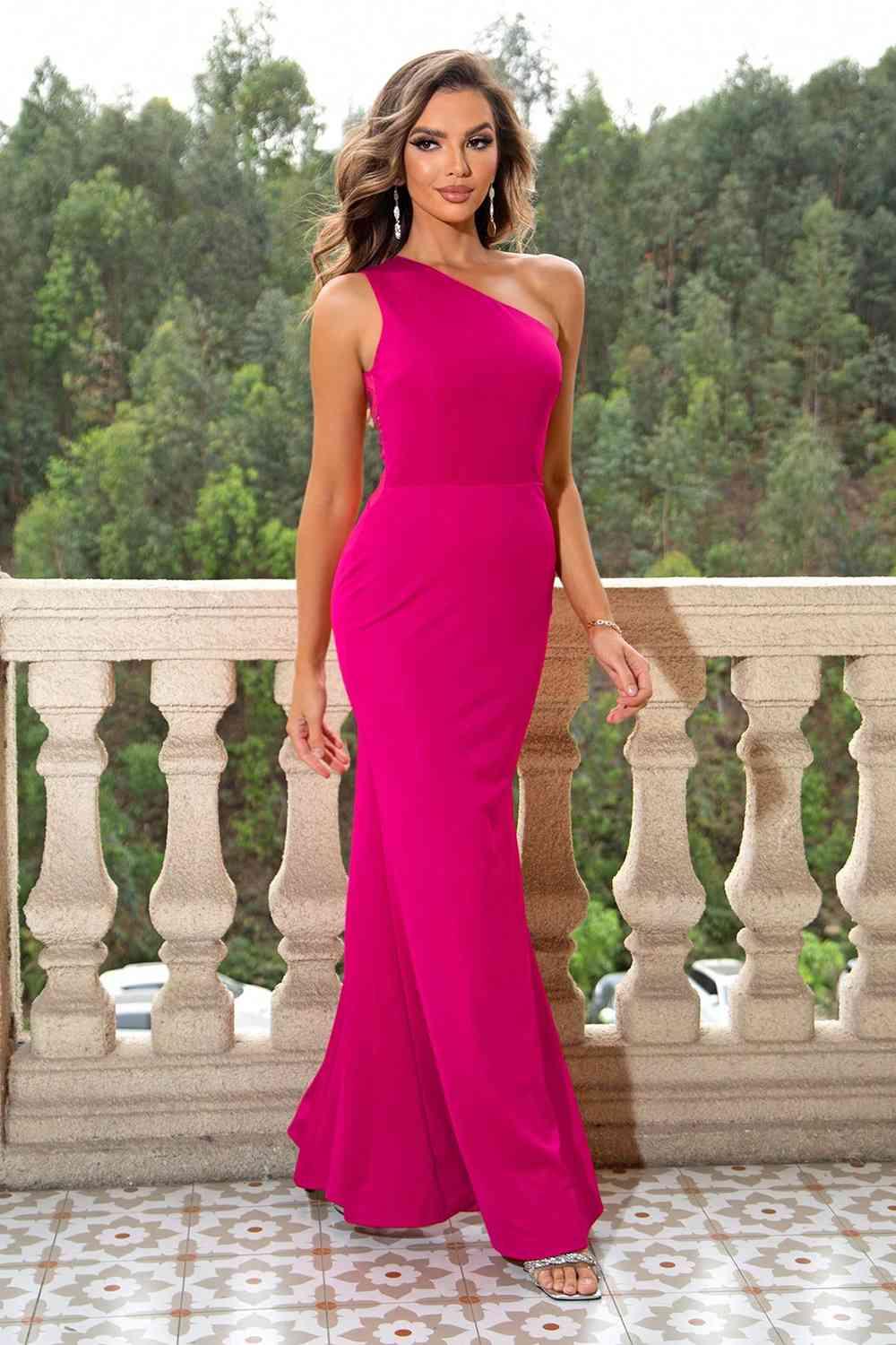 Scarlet Bloom One-Shoulder Maxi Dress - Dapper Deluxe Fashion