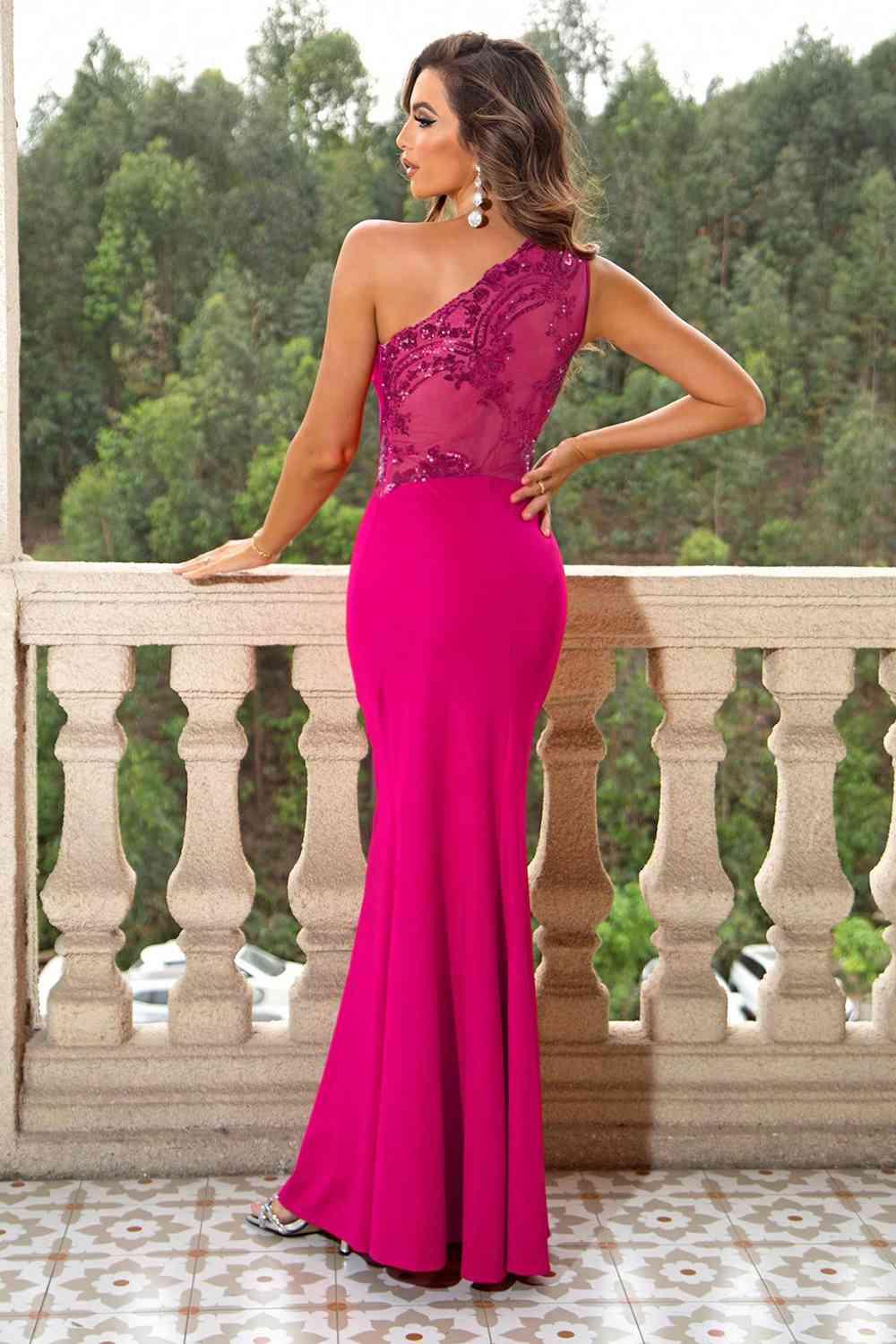 Scarlet Bloom One-Shoulder Maxi Dress - Dapper Deluxe Fashion