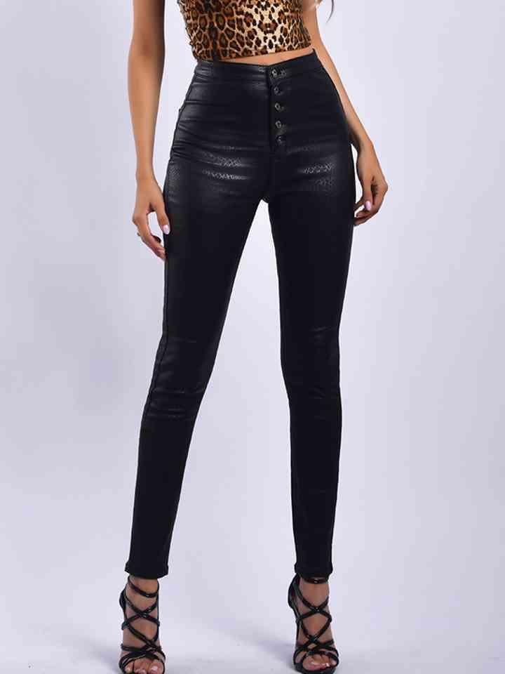 Snake Print High Waist Skinny Pants - Dapper Deluxe Fashion