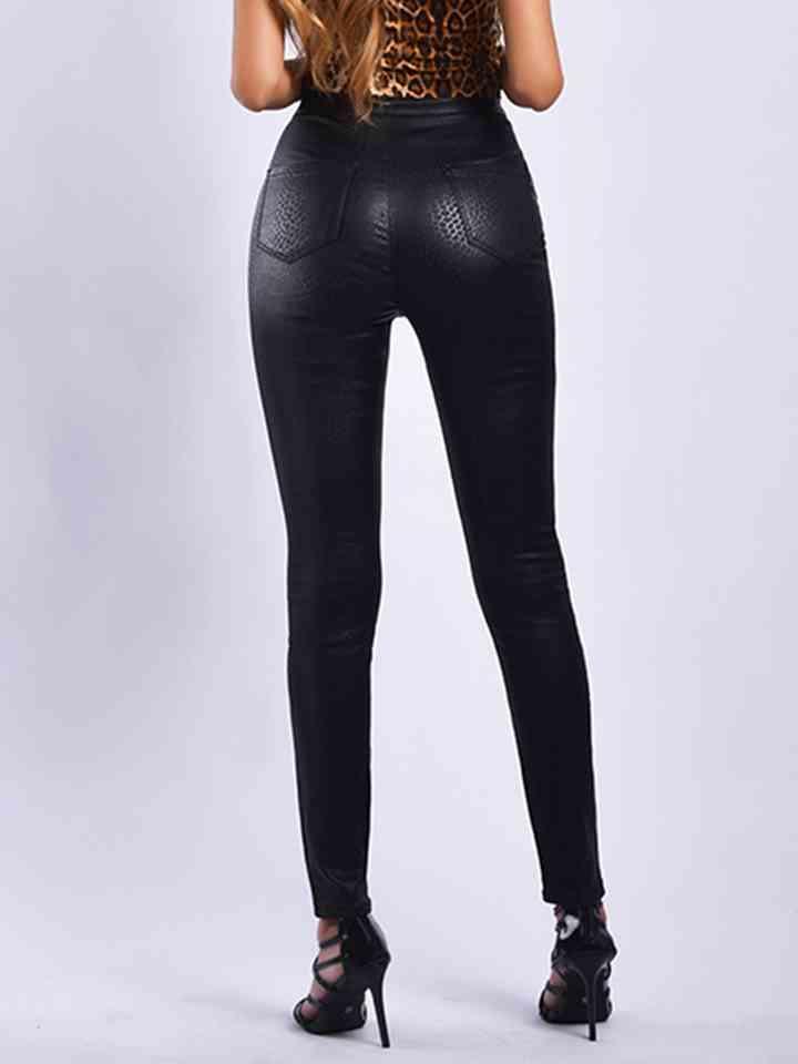 Snake Print High Waist Skinny Pants - Dapper Deluxe Fashion