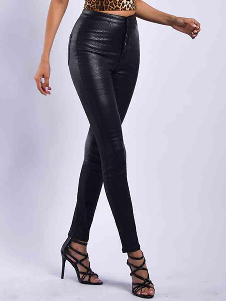 Snake Print High Waist Skinny Pants - Dapper Deluxe Fashion