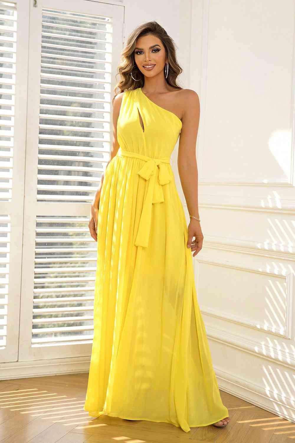 Sunshine Bliss One-Shoulder Maxi Dress - Dapper Deluxe Fashion