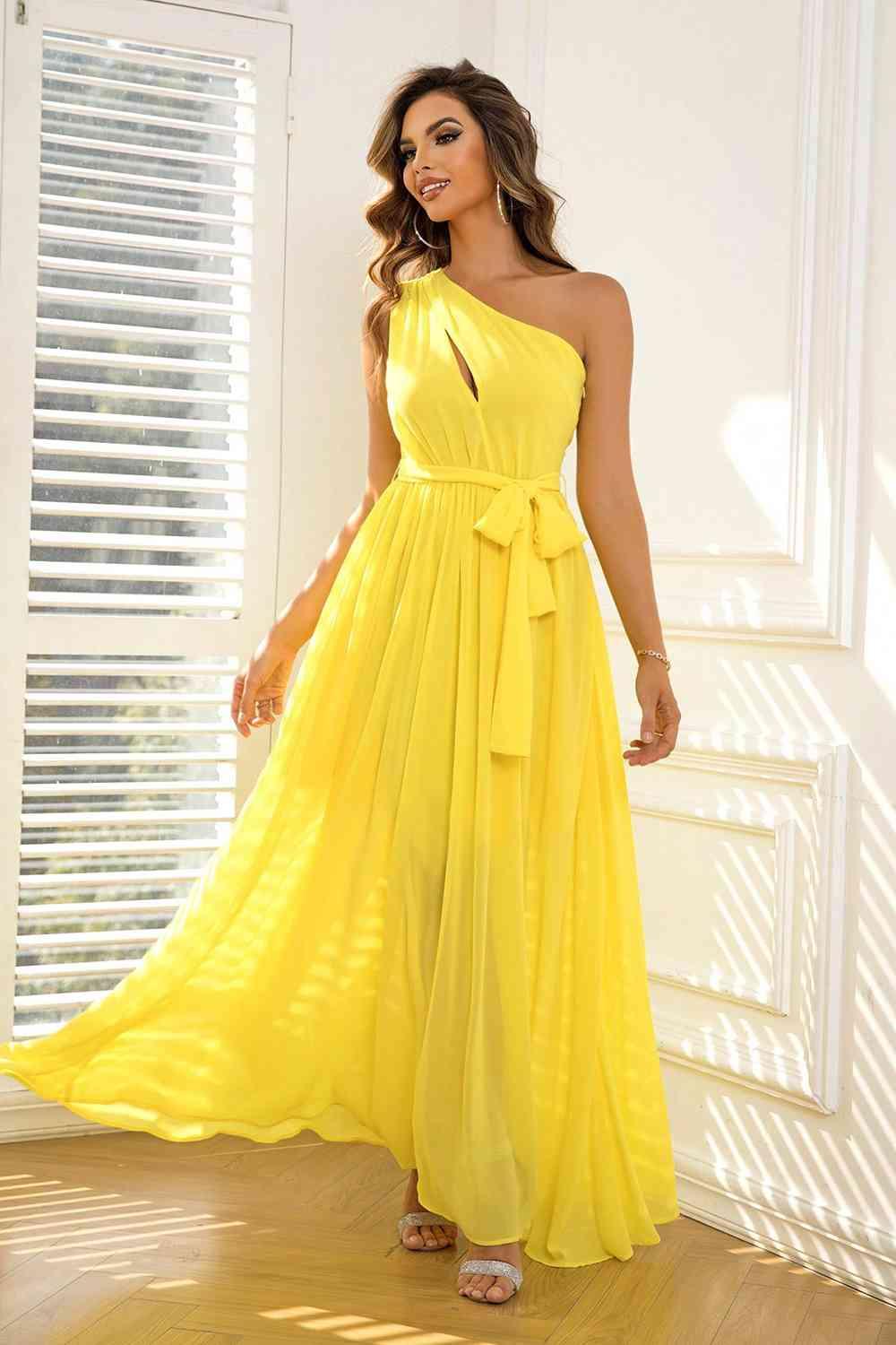 Sunshine Bliss One-Shoulder Maxi Dress - Dapper Deluxe Fashion