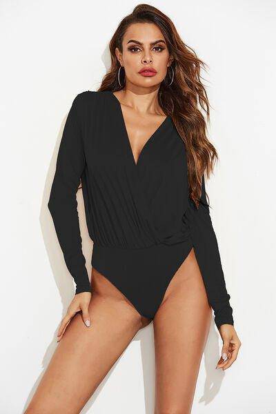 Surplice Long Sleeve Bodysuit - Dapper Deluxe Fashion