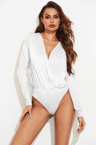 Surplice Long Sleeve Bodysuit - Dapper Deluxe Fashion