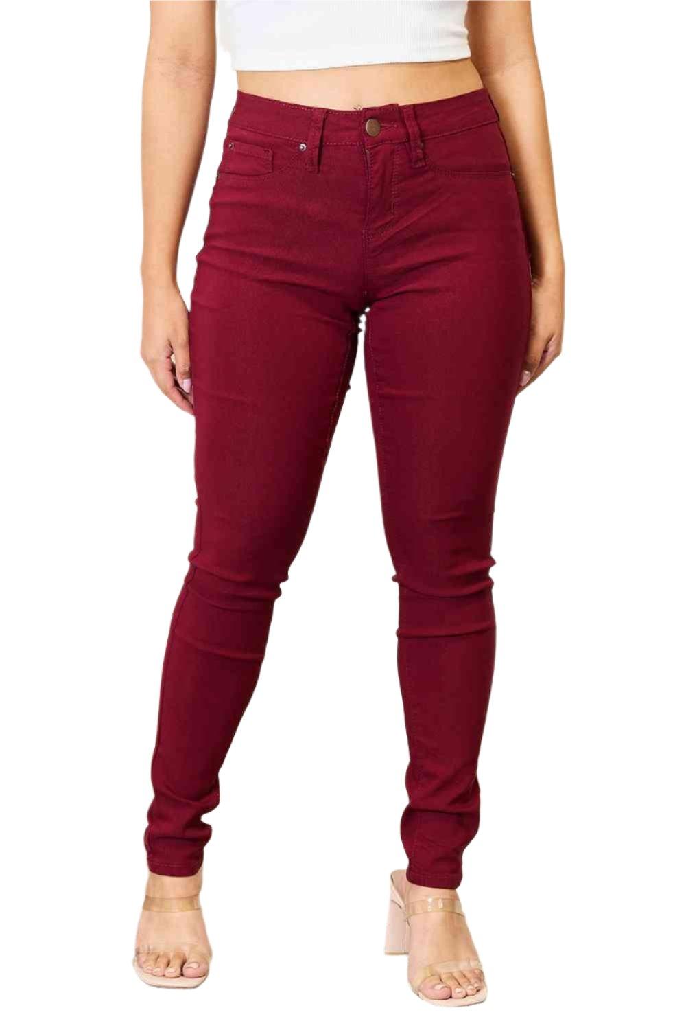 Wine Skinny Jeans - Dapper Deluxe Fashion