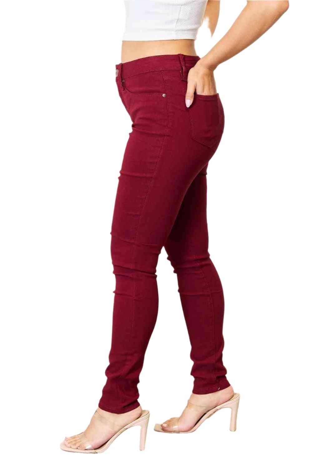 Wine Skinny Jeans - Dapper Deluxe Fashion