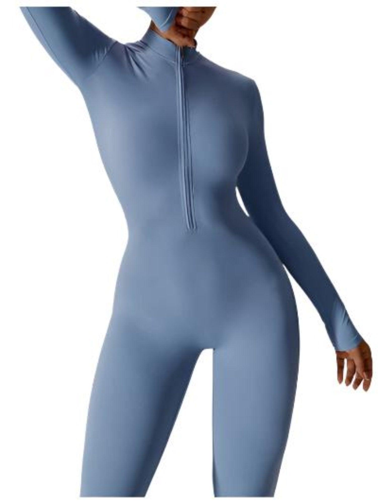 Zip Up Mock Neck Long Sleeve Jumpsuit - Dapper Deluxe Fashion